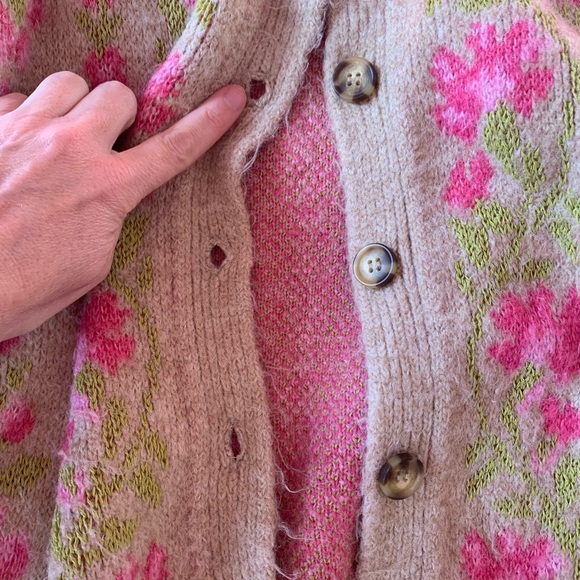 Zara Pink and Green Floral Cardigan - Picture 4 of 4